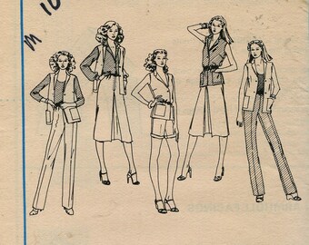 Women's Separates, Vest Top, Inverted Pleat Skirt, Cuffed Shorts, and Pants Sewing Pattern McCall's 6641, Size 10, Vintage 1970s No Envelope