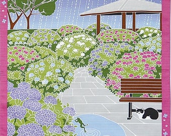 Cat and Hydrangea Japanese Furoshiki Wrapping Cloth Small Price depends on order volume.