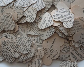 500 Paper hearts - Vintage dictionary hearts - Ready to Ship