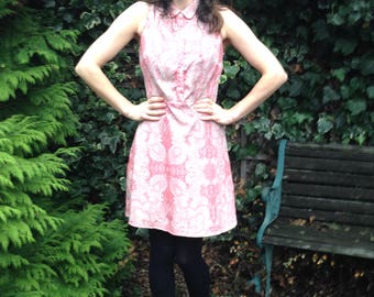 Paisley Printed Dress/Retro Shirt Dress/ Size 12
