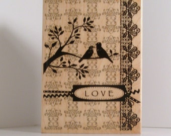 Hero Arts CardArt LOVE Birds COLLAGE Rubber Stamp