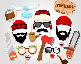 Lumberjack Printable Photo Booth Props - Lumberjack Photo Booth Props - Paul Bunyan Photobooth Props - Party Photo Booth Props
