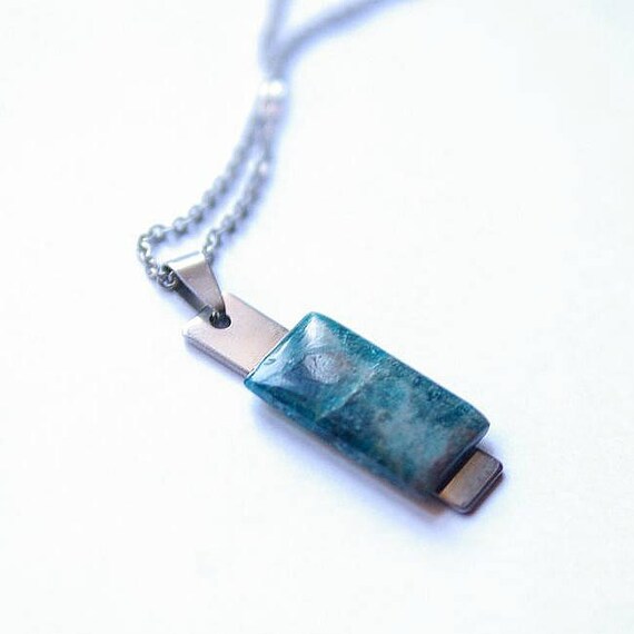 Natural Blue Apatite Jewelry, Gemstone Necklace, Pendant Cabochon, Apatite Gift for Her, birthstone