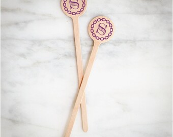 Personalized Wooden Stir Sticks, Single Initial Stir Sticks, Custom Drink Stirrers, Personalized Swizzle Sticks, Custom Barware