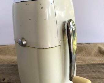 Ice-O-Mat Ice Crusher "Vogue" White & Chrome Ice Crusher - 1950s Rival Manufacturing Vintage Ice Crusher Barware Retro kitchen Vintage Bar