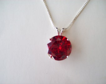 XL Bright Orange Gemstone Pendant in Sterling Silver 16mm round