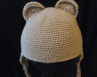 Brown Bear Hat , brown hat , handmade hat , crochet hat , winter hat , baby boy hat, baby girl hat