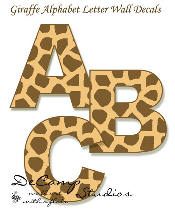 jirafa letra etiqueta personalizada nombre animal print abc
