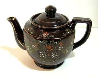 Vintage Brown Ceramic Teapot