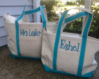 Several Colors Canvas Personalized Boat Tote - Monogrammed Tote Bags - Teacher Gifts - Bridal Party Gifts - Bridesmaid Gifts - Boat Tote Bag