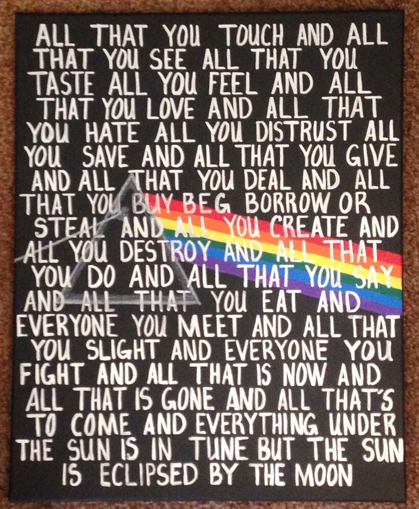 Hand painted Pink Floyd Lyrics