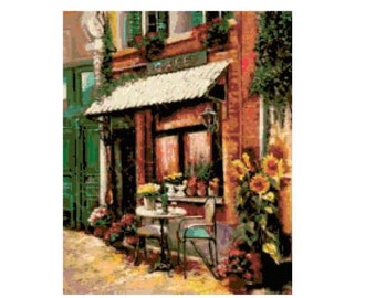 Sidewalk Cafe Cross Stitch Chart