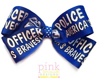 Large Police Officer Hair Bow