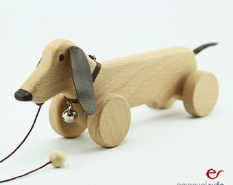 Personalized Wooden Toy, Wooden Dog Toy, Eco Friendly Pull Toy