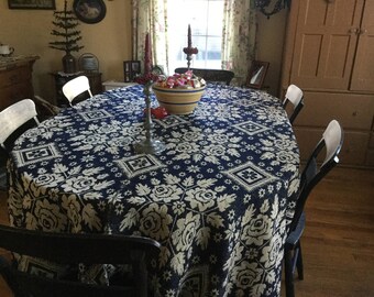 Antique Coverlet Indigo Blue Ohio Woven Wool