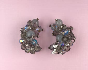 Vendome Cluster Clip On Earrings | 1950s Vintage
