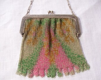 Antique Purse, Whiting and Davis, Dresden Mesh, Pink Purse, Mesh Handbag, Vintage Mesh Purse, Vintage Childs Purse, Vintage Handbag
