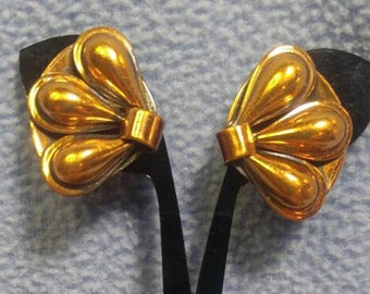 Wow! Copper Clip Earrings, Vintage and Dramatic