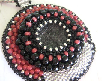 BEADWOVEN PENDANT, Peyote, Drusy, Beadweaving Pendant