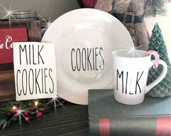 Milk & Cookies Decal Set - Rae Dunn Inspired - Christmas, Santa, Treats, Tradition, Holiday, Winter, Bake, Farmhouse, Reindeer