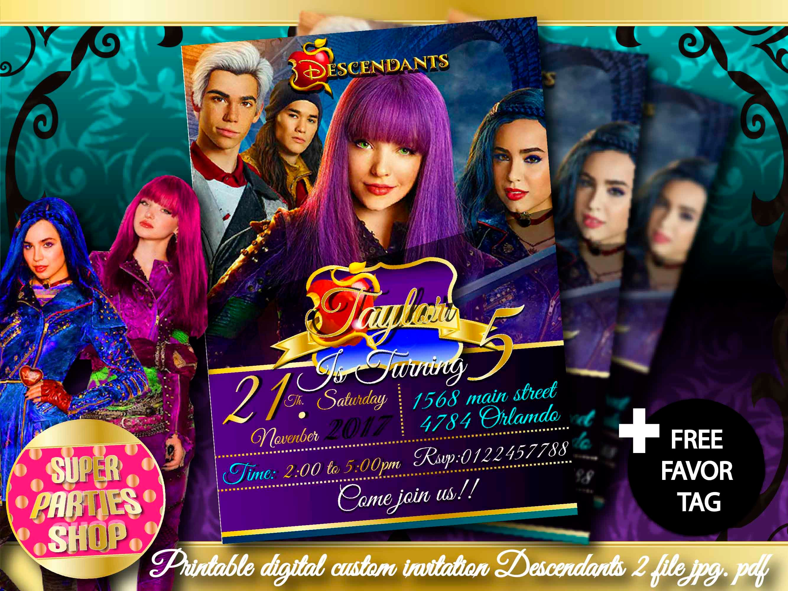 Descendants 2 Digital Printable Invitation Custom Party 5771