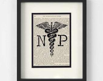 NP over Vintage Medical Book Page - Nurse Practioner, Nurse Practitioner Graduation Gift, NP Gift, NP Graduation, Nurse Practitioner Gifts
