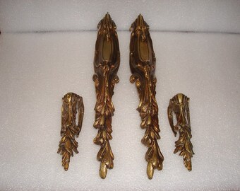 RARE Vintage / Antique Victorian Style Solid Brass Cabinet Corner Hardware 4 Total 2 Bottoms, And 2 Tops