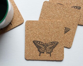 butterfly, butterfly coasters, cork, cork coasters, moth coasters, cute coasters, oddity coasters, cork coaster, butterfly cork coasters