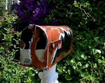 Handpainted,Hand Painted, Aged Mailbox Copper with Black,White and Rust