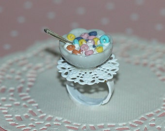 Cereal Ring - Fruit Loops Cereal Ring - Breakfast Jewelry - Miniature Food Jewelry - Food Ring - Cereal Jewelry - Kawaii Ring