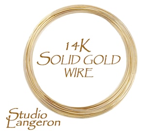14K solid yellow gold wire 32-15 gauge Half-Hard, Gold wire, Round gold wire, 14K solid gold, Solid gold wire,Gold findings – 4 inch (10 cm)