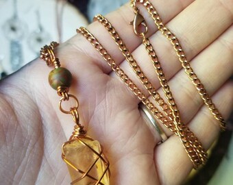 Tangerine Aura Quartz Necklace