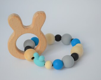 Teething rattle teething toy animal teether shaped rattle sensory