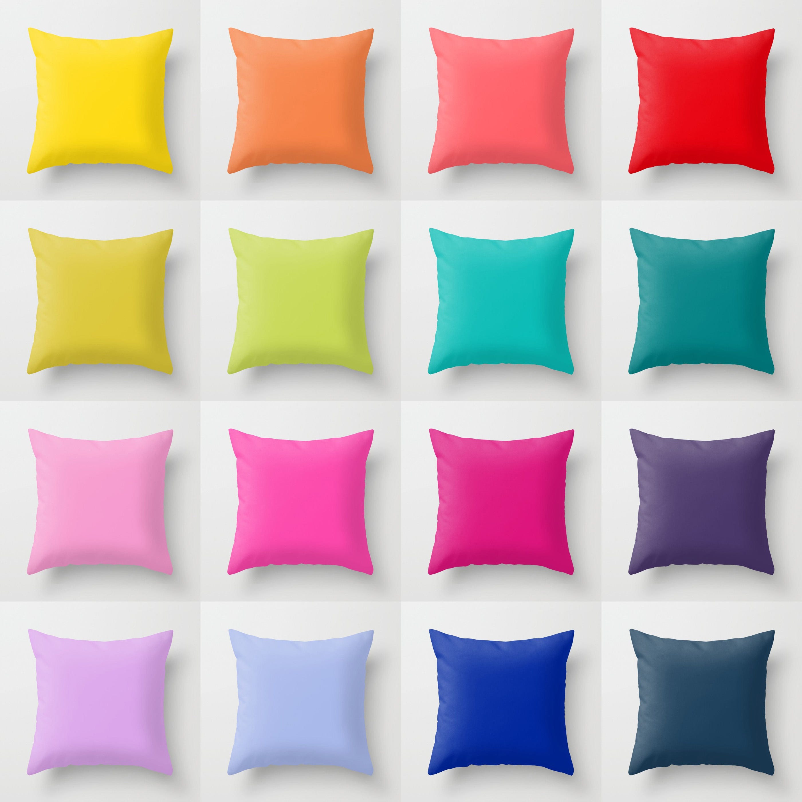 Solid Color Throw Pillow 16 Bright Color Options Indoor