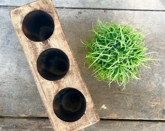 3 hole wooden sugar mold
