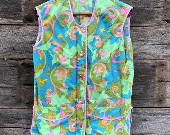 Vintage Multicolor Sleeveless Womans Shirt