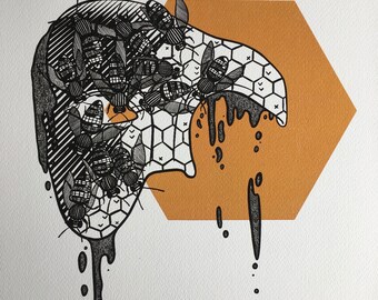 Masked Animalia Print, I Am Teeming with Bees