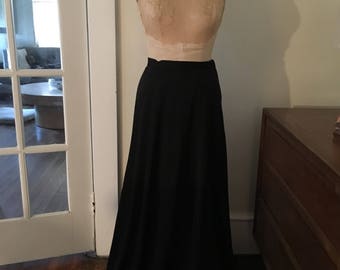 1970s Black Maxi Skirt Hostess Skirt Formal Skirt Vintage Prom