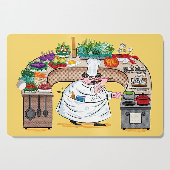 YES CHEF! - rectangular cutting board by Oliver Lake - iOTA iLLUSTRATiON