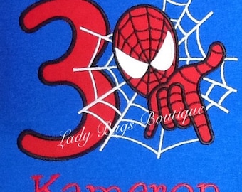 Spider Man Birthday Shirt with Number and Name*****Please Read Shop Announcement*****