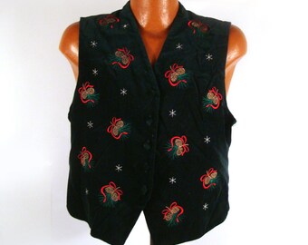 Ugly Christmas Sweater Vintage Pinecones Vest Tacky Holiday L