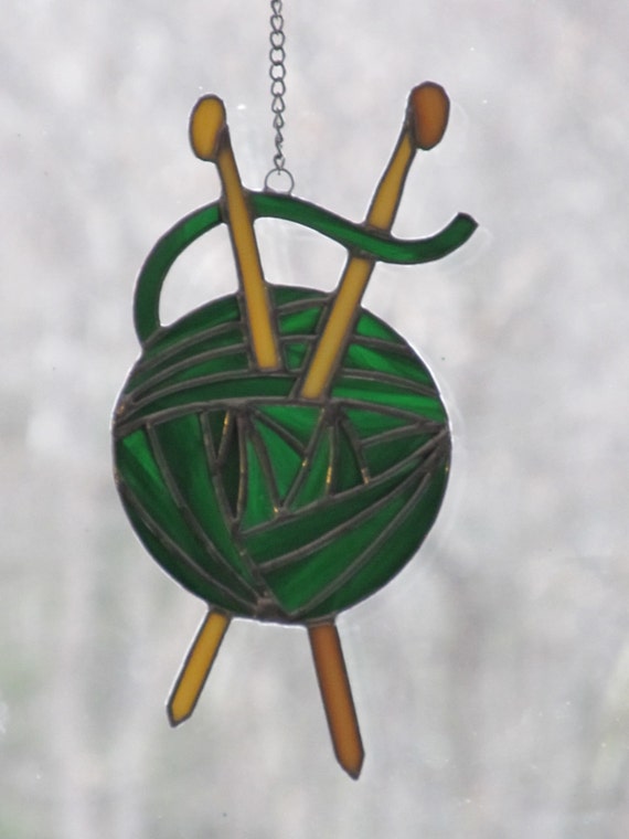 Ball of Yarn Stained Glass Suncatcher