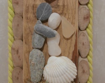 Wedding Gift | Handmade | Wedding Couple Pebbles | Driftwood & Pebbles | Driftwood Art | Beach Wedding | Happy Couple | Driftwood Pebbles