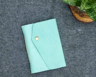 Mint & Beige Leather Pocket Journal