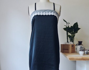 MORELLE Cream & Black Lace Tulle Nightie Bralette Sleepwear Satin