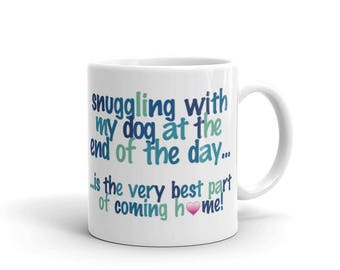 snuggling with my dog - Mug
