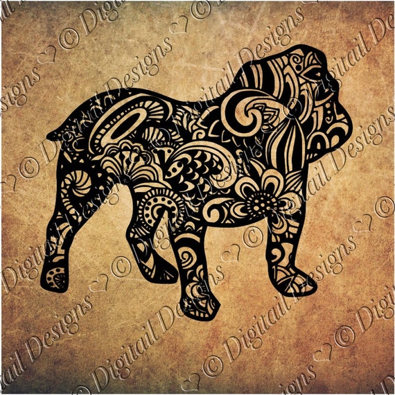 Zentangle Bulldog SVG dxf fcm eps ai png cut file for