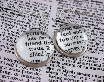 You Choose Words - Glass Marble Custom Dictionary Definition Wire Earrings