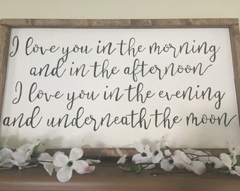 I Love You In The Morning And In The Afternoon Sign, I Love You Sign, Baby Shower Gift, Nursery Decor, Skidamarink Song, Nursery Decor