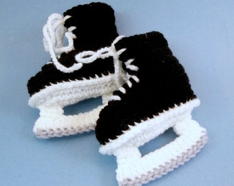 Baby Booties Crochet Hockey Skates Black Ice Skates